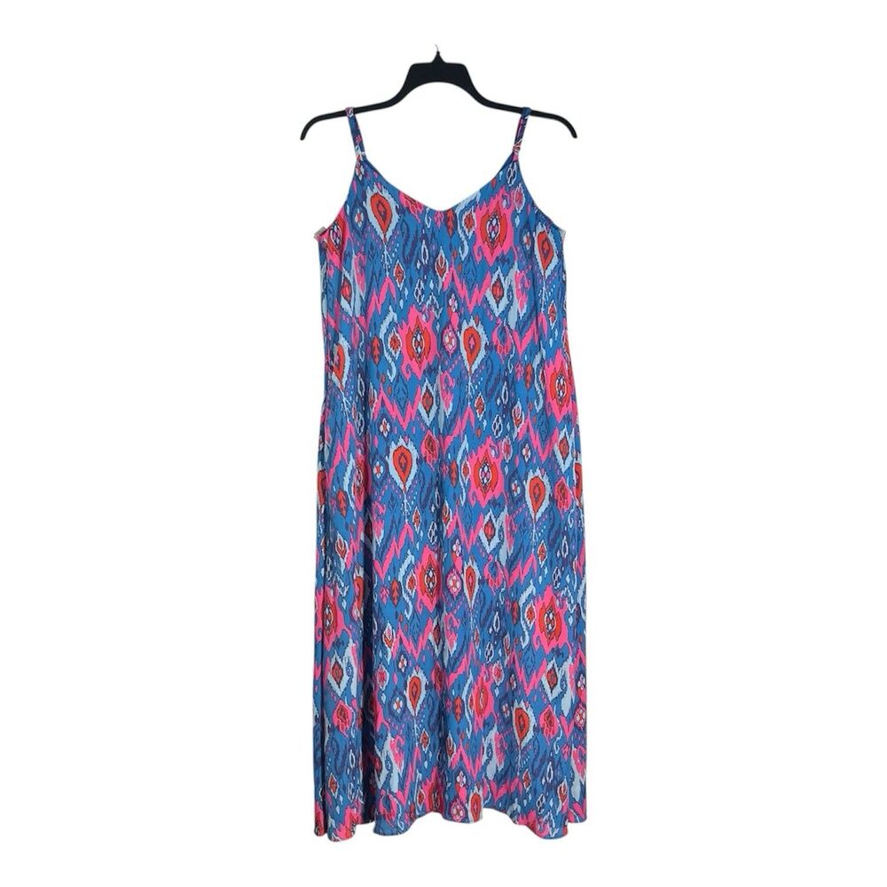 Emily Wonder Blue Paisley Sleeveless Maxi Dress Stretch Pocket Boho Sundress - Picture 3 of 7